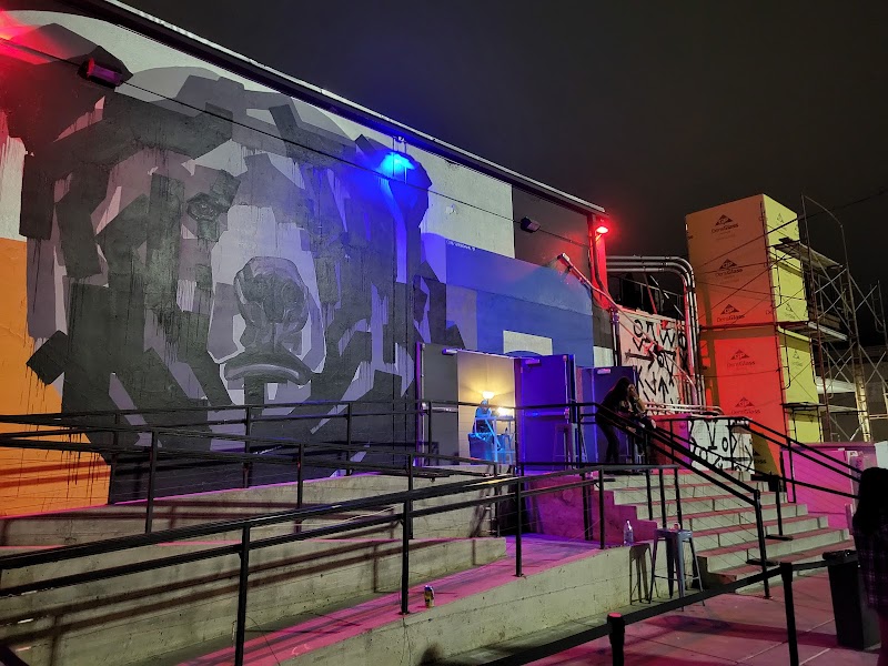 Pleasant outdoor smoking area with art