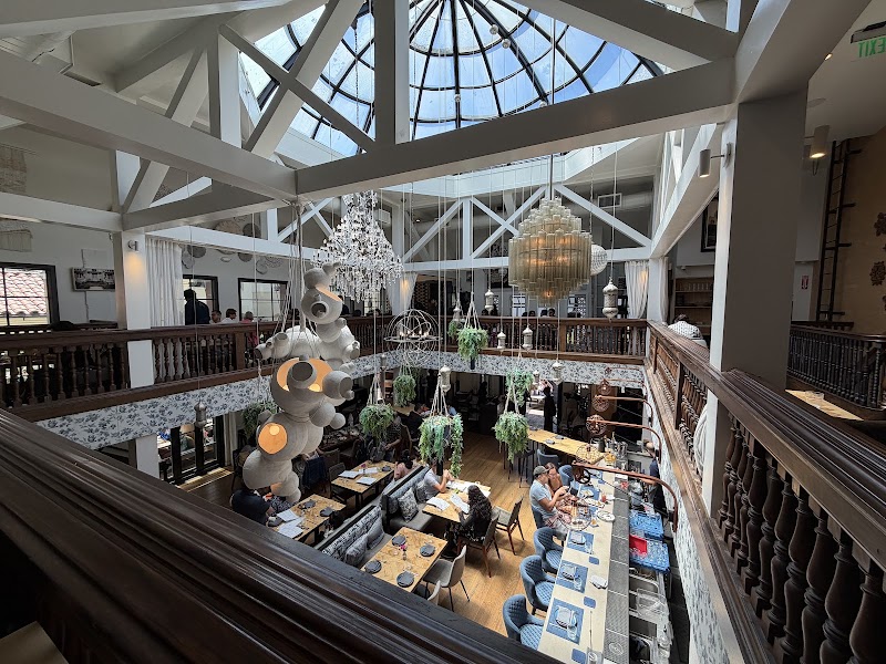Soaring skylight crowns the spacious dining room