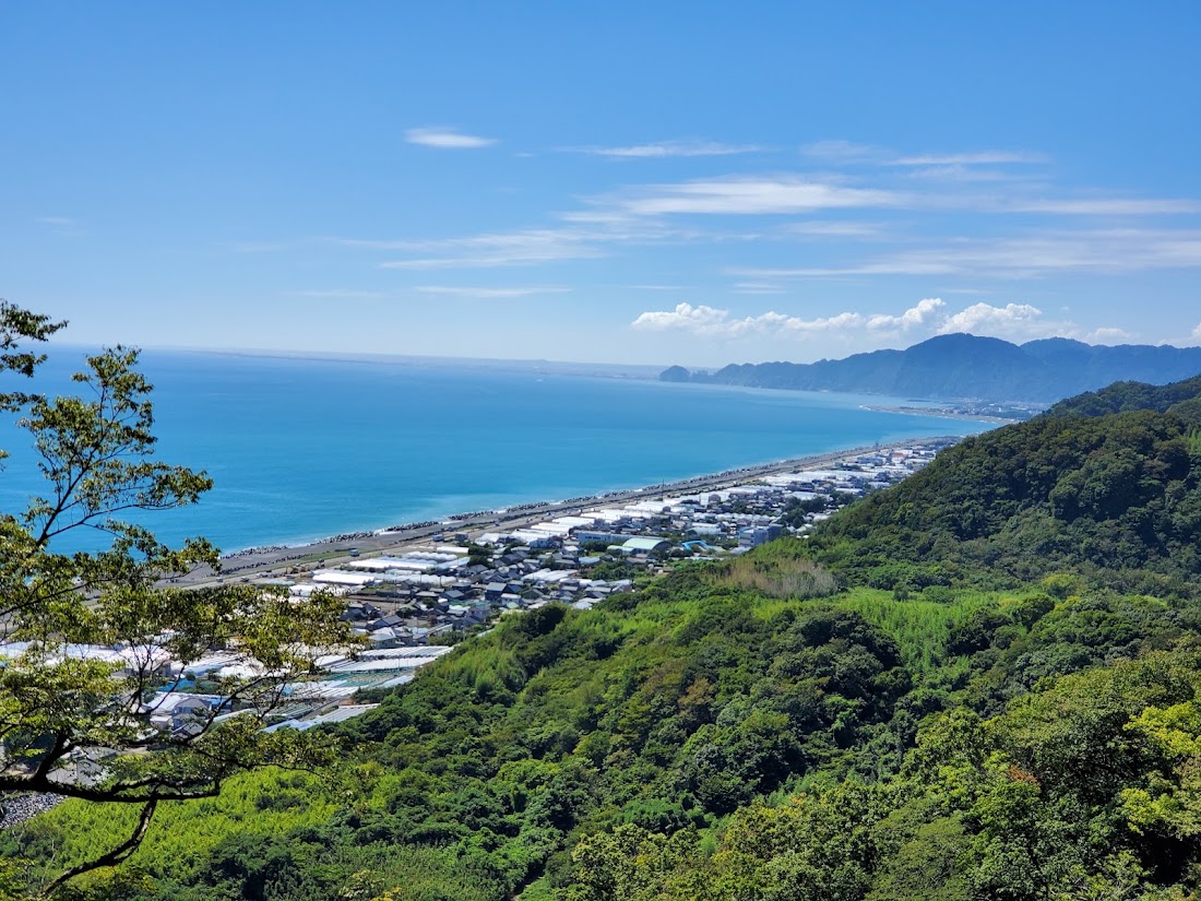 View from Kunozan over Suruga Bay and the strawberry coast far below