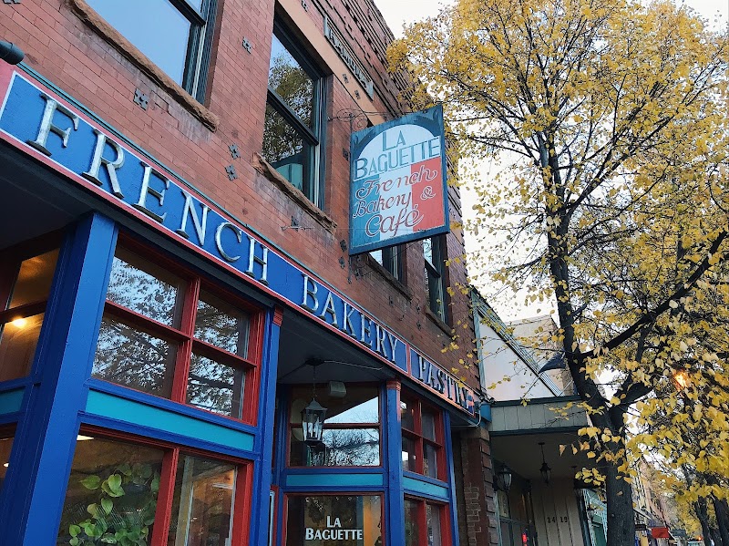 Flaky croissant and breakfast sandwich at La Baguette cafe in Old Colorado City