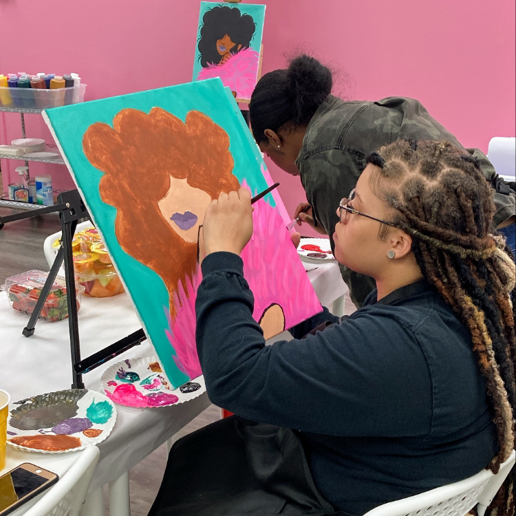 Pink Yolk Paint & Sip Art Studio — interior