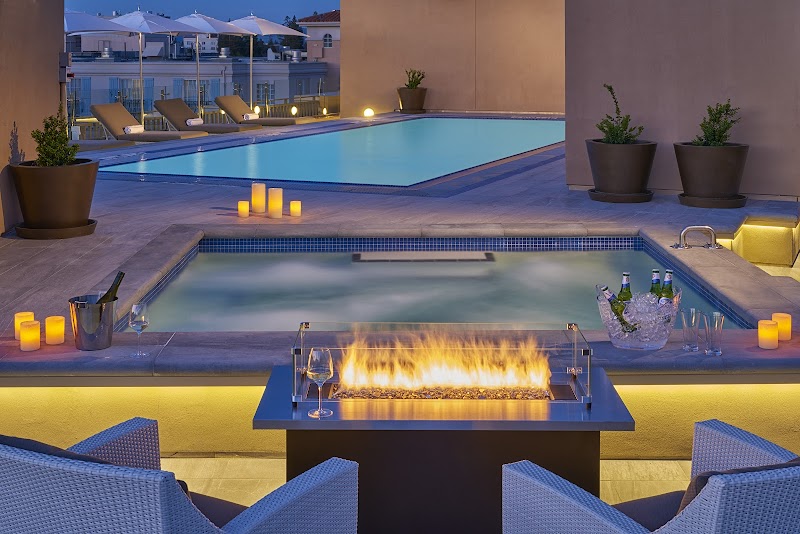 Rooftop pool with cabanas