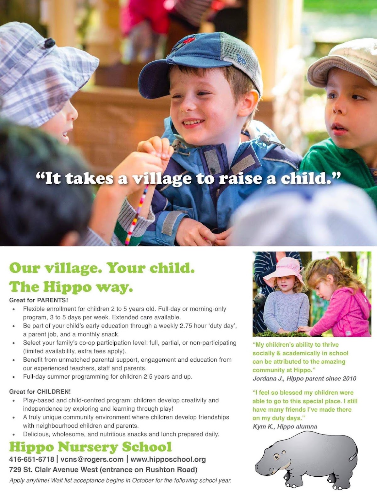Exterior photo of Hippo Nursery School