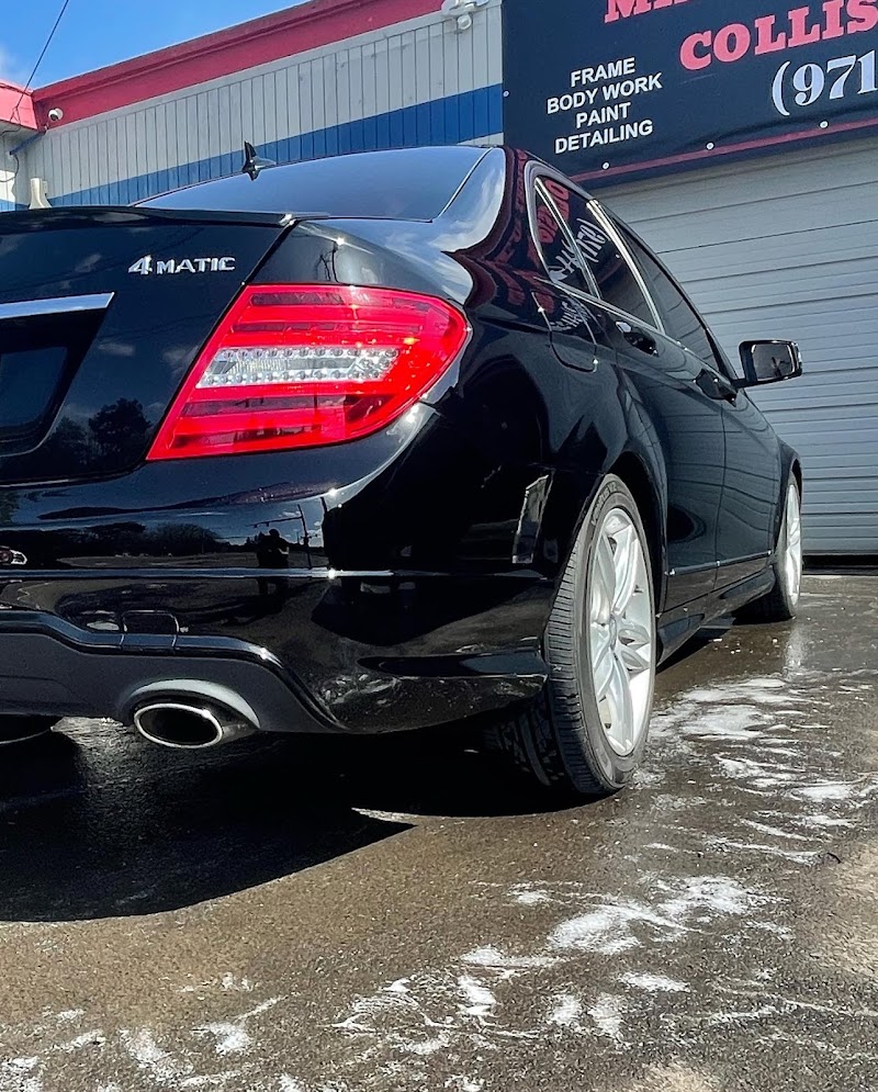 Professional spray booth work showing precision paint matching and finishing