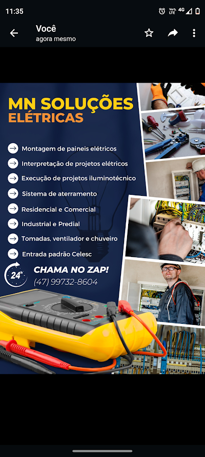 Foto de MN soluções elétricas - eletricista - Joinville - instalações - industrial - projeto elétrico - infraestrutura.