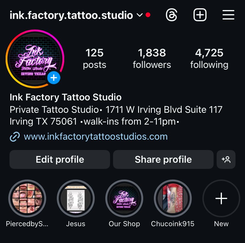 Ink Factory Tattoo Studio — tattoo studio near Irving