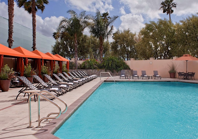 Outdoor pool and hot tub