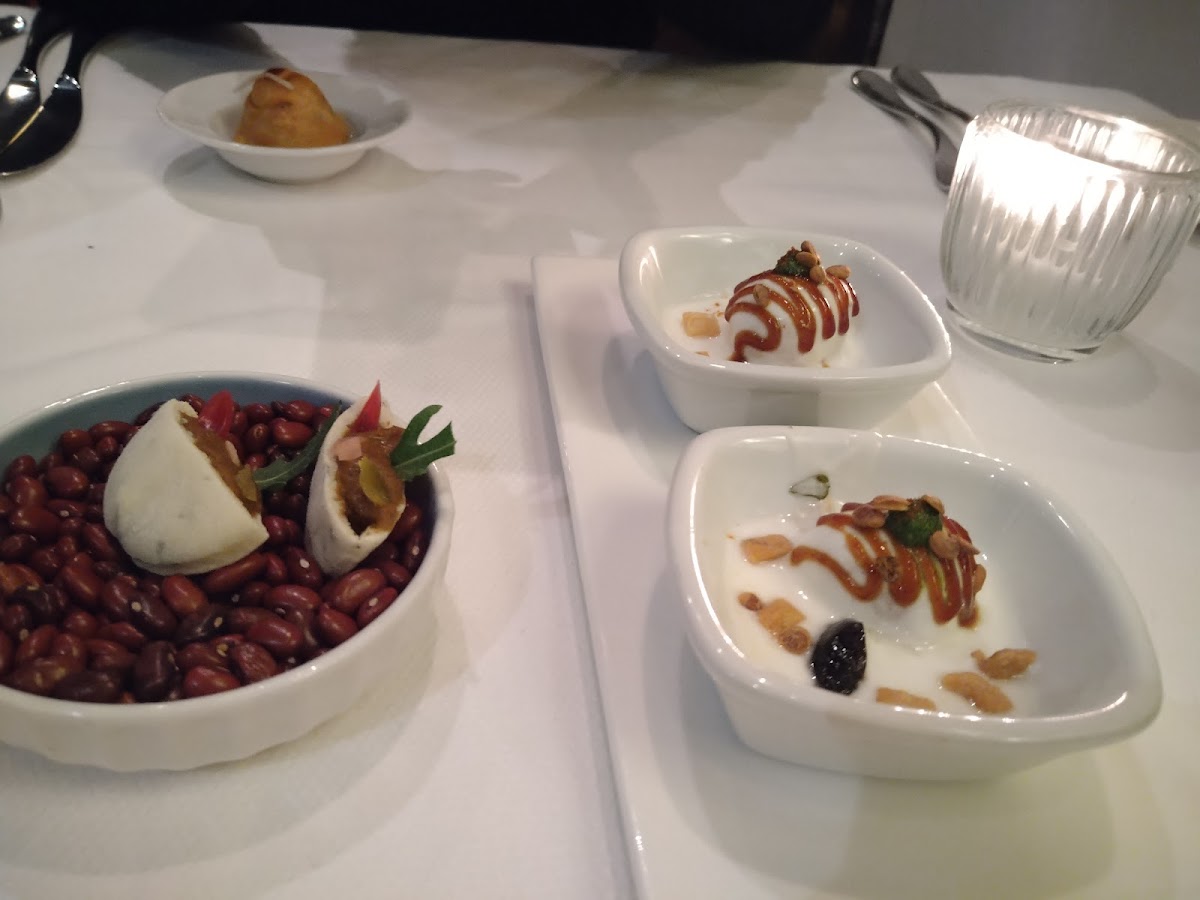 Indian Accent's elegantly plated chaat served with a contemporary twist, showcasing the restaurant's fine dining ethos.