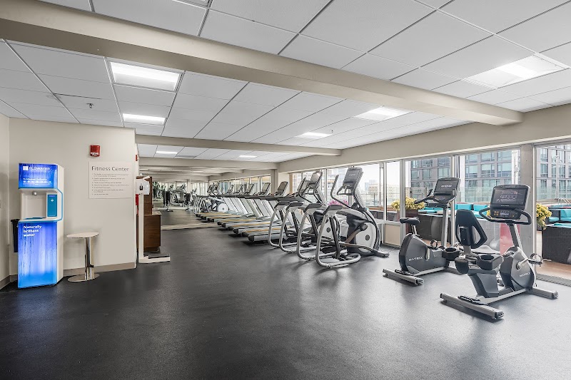 24-hour gym with city views