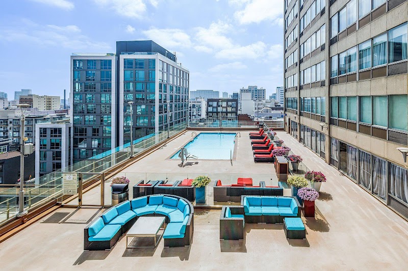 Rooftop outdoor pool with city views