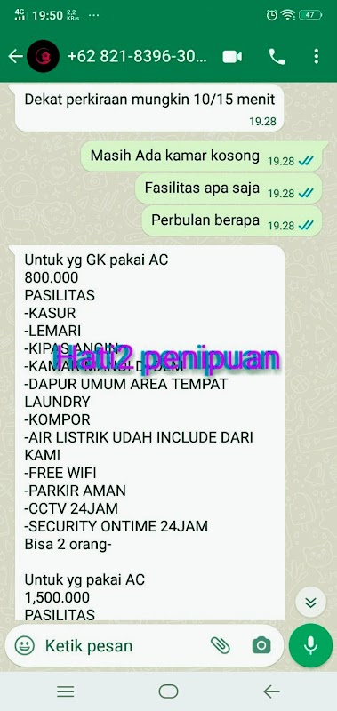 Kost murah Jatiwarna (Ibu Nany) khusus mahasiswi