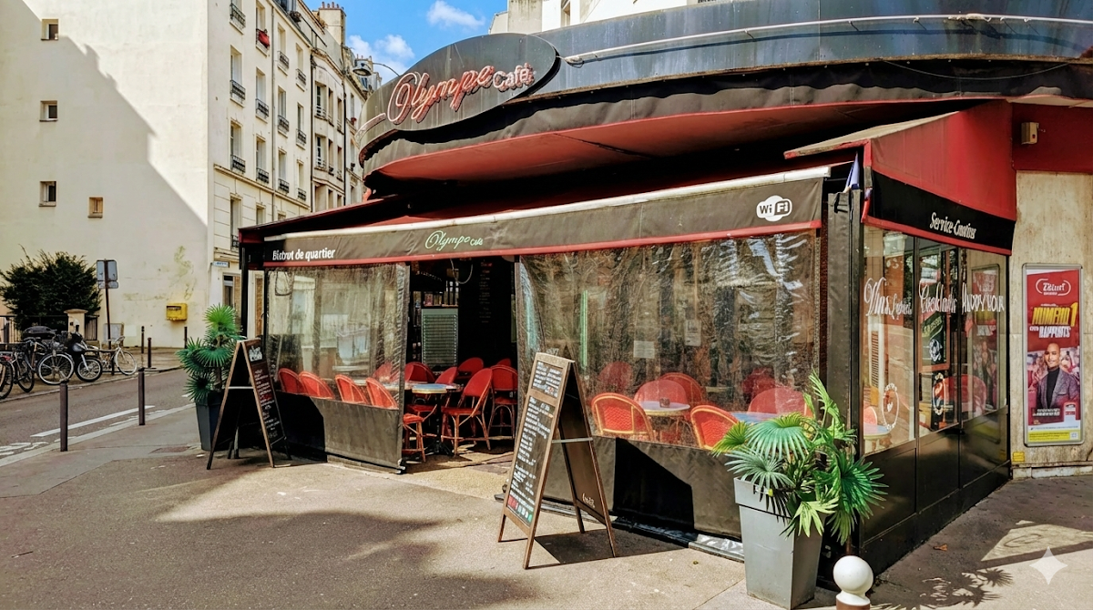 L'Olympe café, vue extérieure