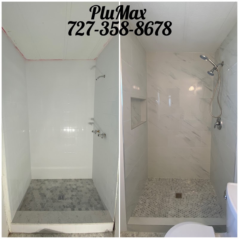 Shower remodel before and after
