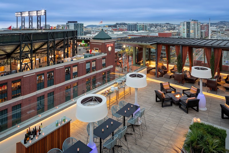 Chic rooftop bar with bay views