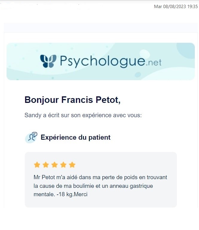 Francis Petot Secouriste en santé mentale, EMDR Hypnose PNL mBraining Sexothérapie TCC Poids Tabac Douleur Sommeil Stress