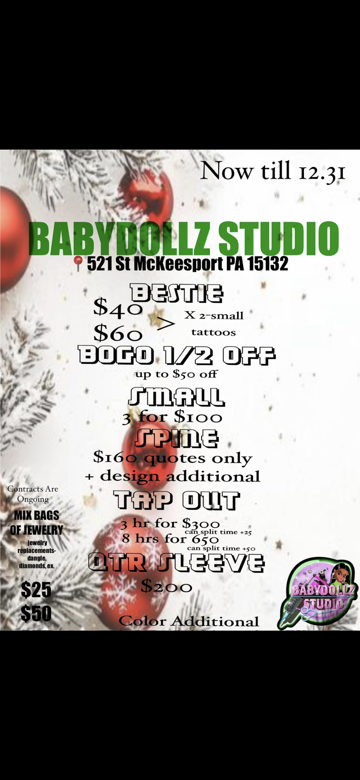 BabyDollz Studio tattoo parlor in McKeesport, PA