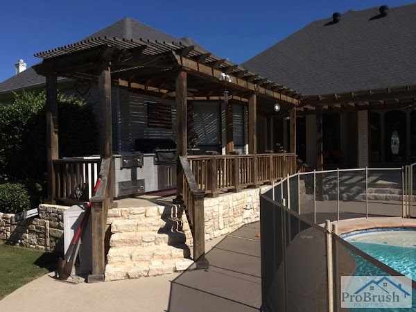 Outdoor pergola and deck staining