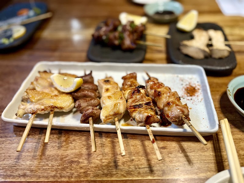 Charcoal-grilled yakitori with heritage breed chicken