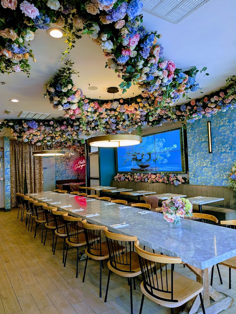 Whimsical pastel and floral interior