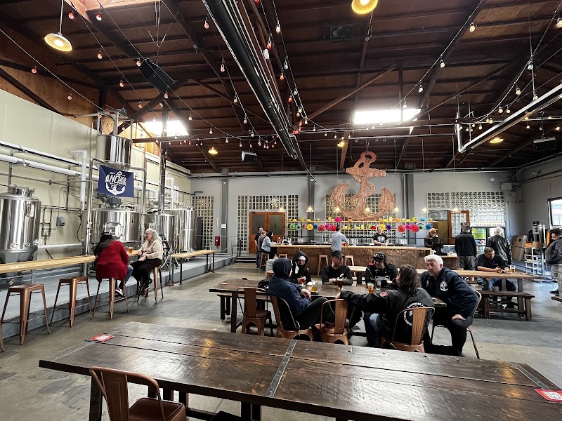Expansive tasting room with vintage brewery accents